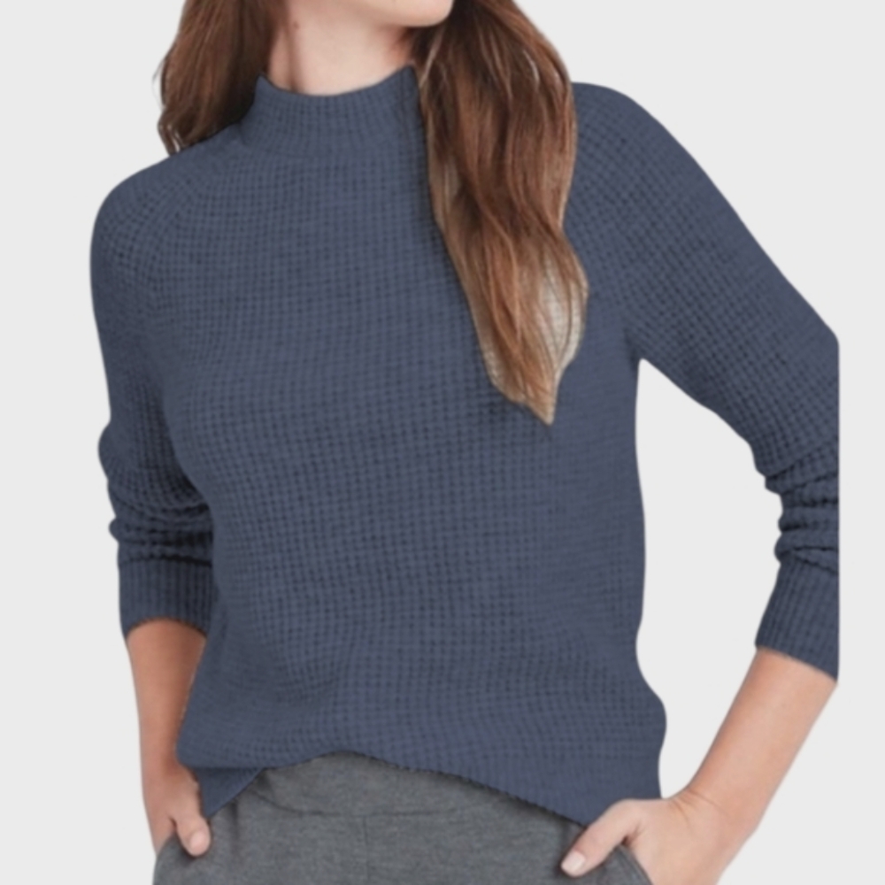 Wool Blend Waffle Mockneck Sweater